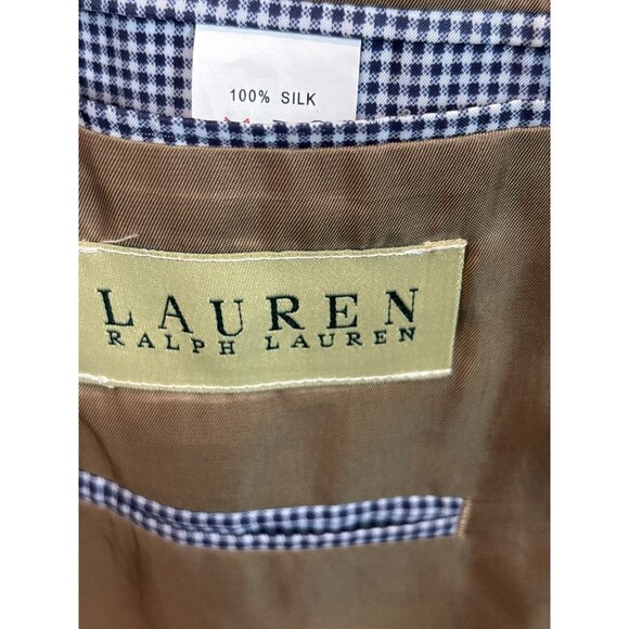 Lauren Ralph Lauren Mens Houndstooth Sport Coat Jacket Tan Size 42R 100 % silk - Picture 13 of 16
